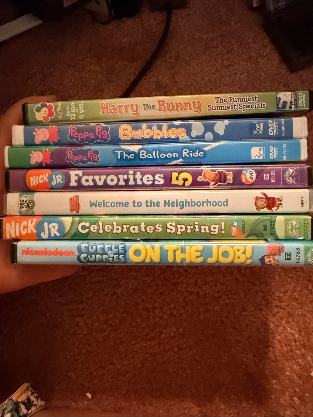 Lot of 7 Children's DVDs: Harry the Bunny, Peppa Pig, Nick Jr.